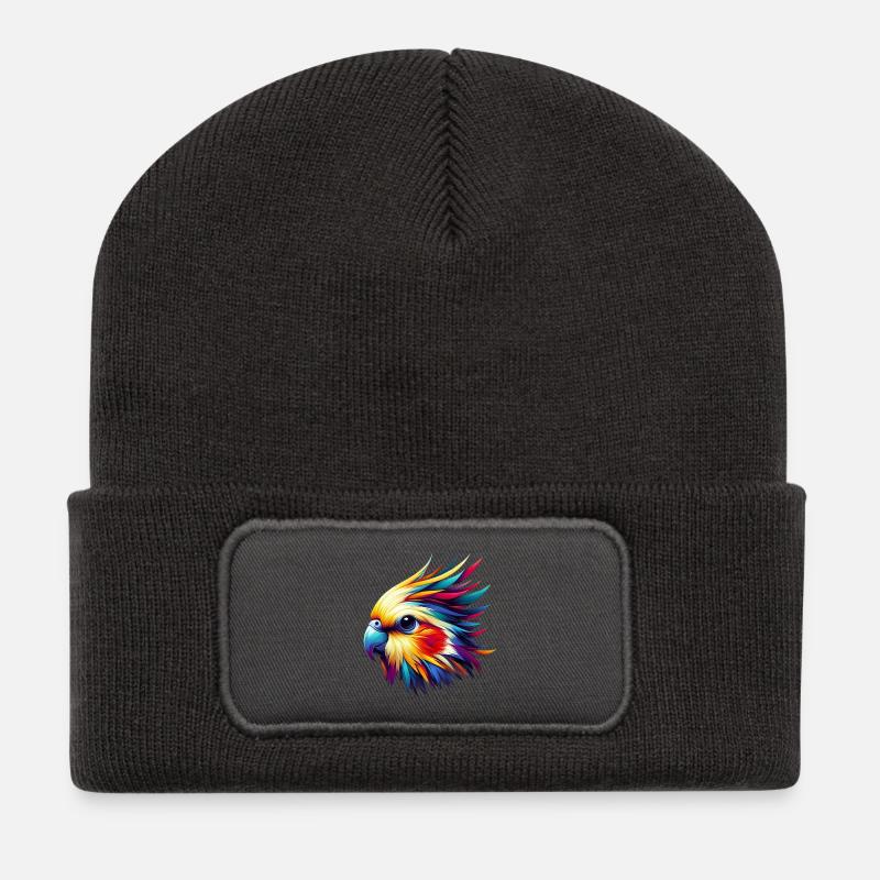 Calopsitte (16) - Beanie recyclé à patch - charbon