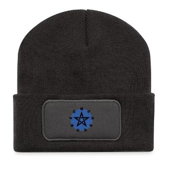 KU-JI MANTRA / indigo - Japanische KANJI - Recycelte Patch Beanie - Dunkelgrau - Vorne