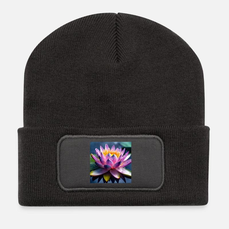Water lily - Recycled Patch Beanie - dark grey