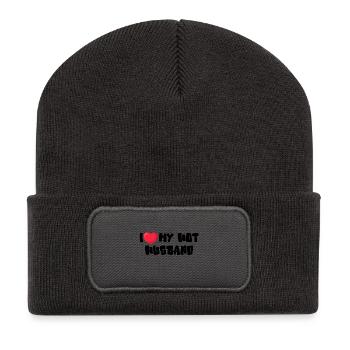 J’aime mon mari chaud - Beanie recyclé à patch - charbon - Devant