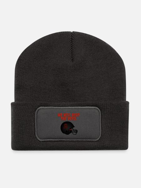 Dark motivational message with skull - Recycled Patch Beanie - dark grey
