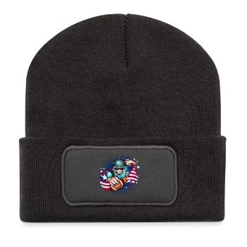 Football player with football and USA flag - Recycled Patch Beanie - dark grey - Front