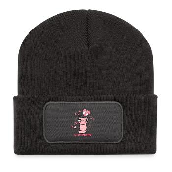 Katzenherz Valentinsdesign mit Liebe - Recycelte Patch Beanie - Dunkelgrau - Vorne