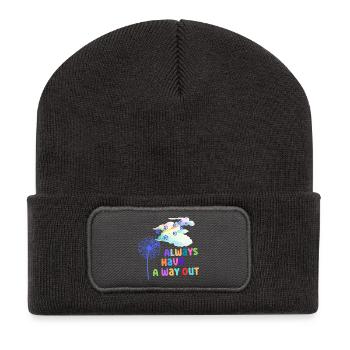 Graphiques colorés avec slogan - Beanie recyclé à patch - charbon - Devant
