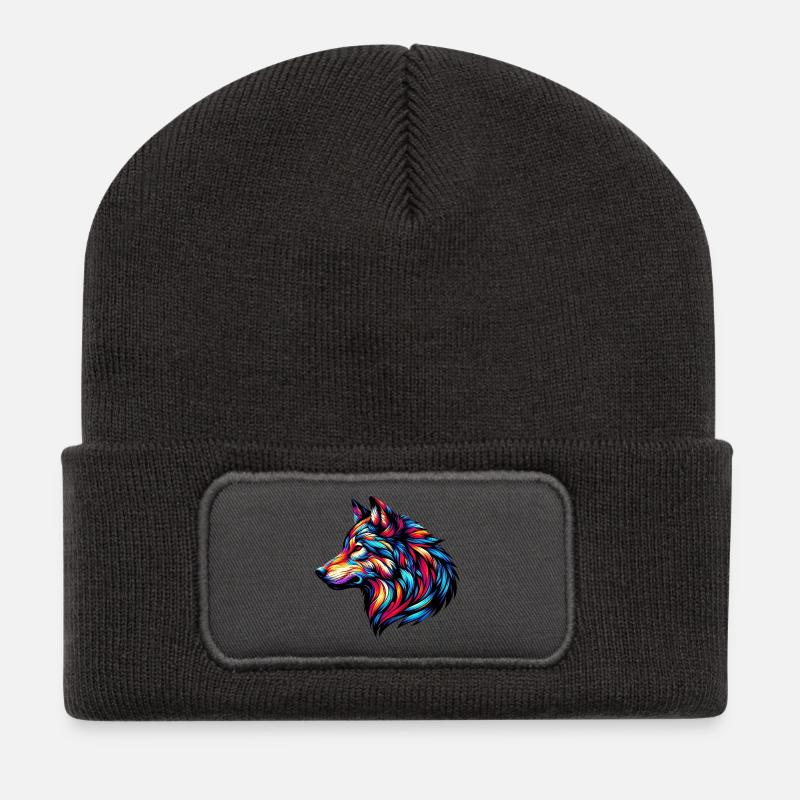 Wolf - Recycelte Patch Beanie - Dunkelgrau