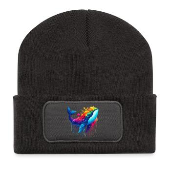 Whale - Recycled Patch Beanie - dark grey - Front