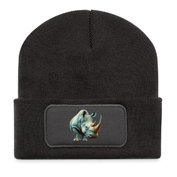 Rhinocéros - Beanie recyclé à patch - charbon - Devant