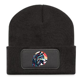 Wolf - Recycelte Patch Beanie - Dunkelgrau - Vorne