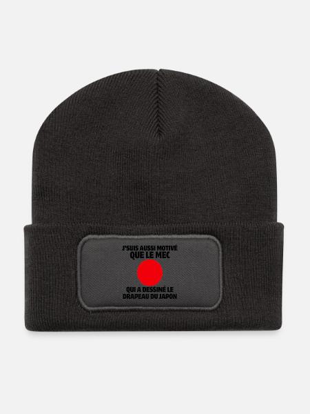 motivé, paresseux, fatigué - Beanie recyclé à patch - charbon