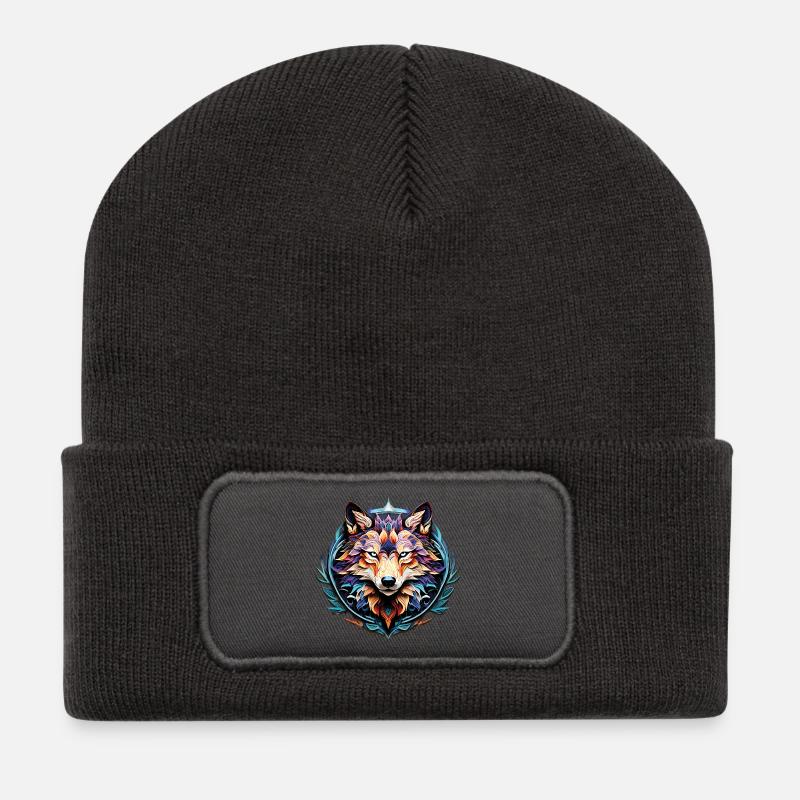 Wolf_02 - Beanie recyclé à patch - charbon