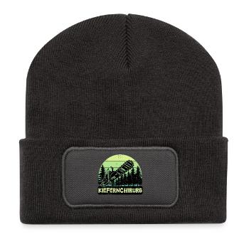 Lumberjack Statement Wood Saw Tree Woodwork - Recycled Patch Beanie - dark grey - Front