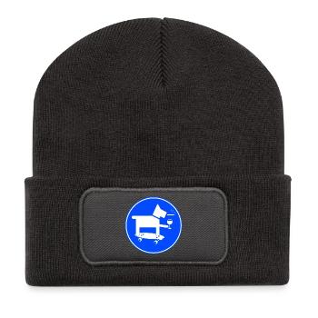 Chien à roulettes - Beanie recyclé à patch - charbon - Devant
