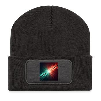 Zwei Zauberstäbe im Kampf - Recycelte Patch Beanie - Dunkelgrau - Vorne