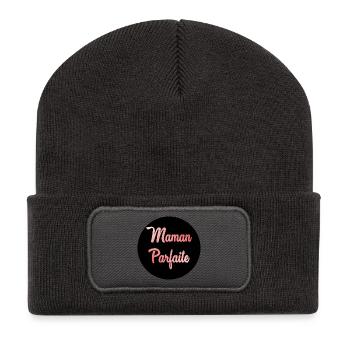 PERFEKTE MAMA - Recycelte Patch Beanie - Dunkelgrau - Vorne