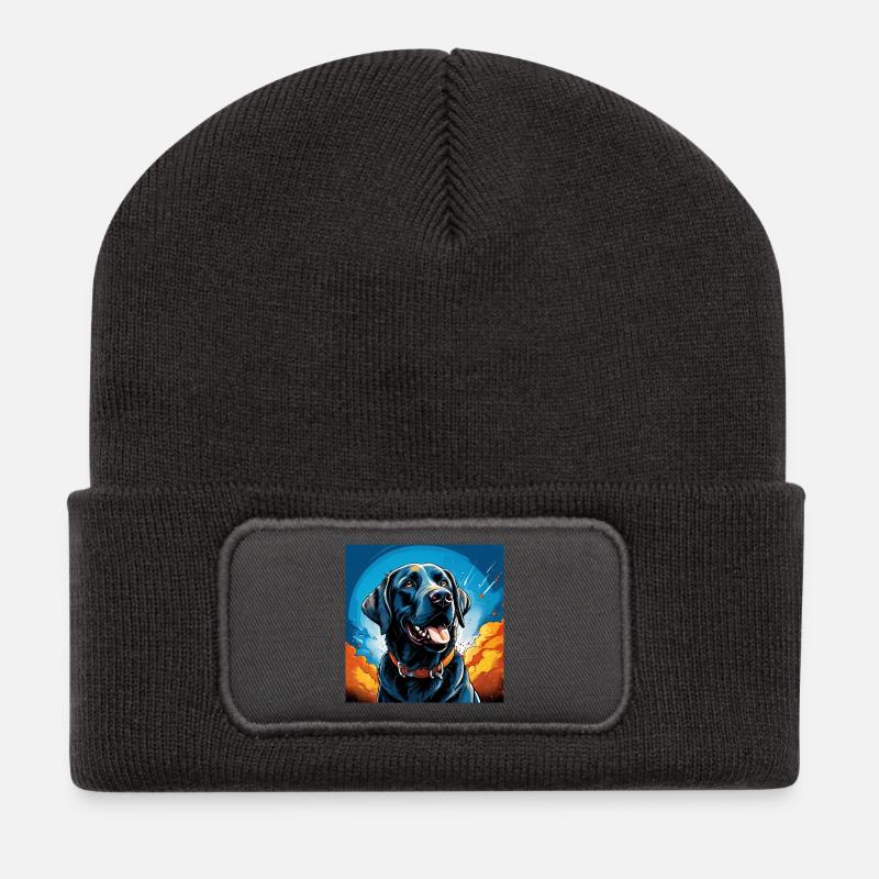 Popartlabrador - Beanie recyclé à patch - charbon