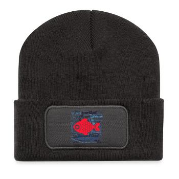 FISH. APRIL FOOL. HOLIDAY. SUMMER. HUMOR - Recycled Patch Beanie - dark grey - Front