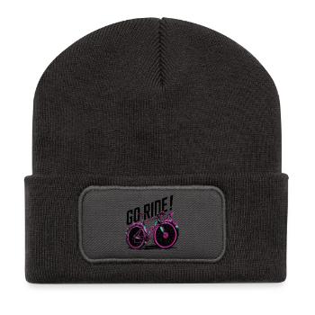 Neon Cycling Adventure Illustration - Recycled Patch Beanie - dark grey - Front