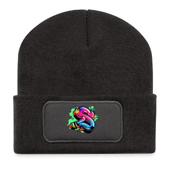 Strassenkunst Graffiti Kunst Zeichnen Illustration - Recycelte Patch Beanie - Dunkelgrau - Vorne