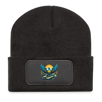 Kasachstan Adler Flagge Fahne dynamisch Geschenk - Recycelte Patch Beanie - Dunkelgrau - Vorne