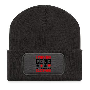Casino Poker Profispieler Gewinnen Statement - Recycelte Patch Beanie - Dunkelgrau - Vorne