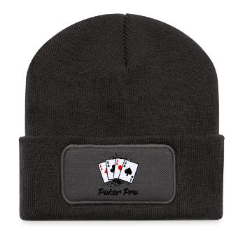 Poker Statement Zocken Profispieler Glücksspiel - Recycelte Patch Beanie - Dunkelgrau - Vorne