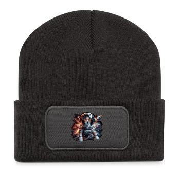Astronaut Jack Russell Terrier Rakete Geschenk - Recycelte Patch Beanie - Dunkelgrau - Vorne