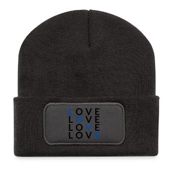 4 LOVE blue - Recycelte Patch Beanie - Dunkelgrau - Vorne