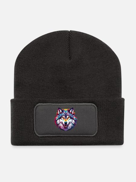 Wolf - Recycelte Patch Beanie - Dunkelgrau