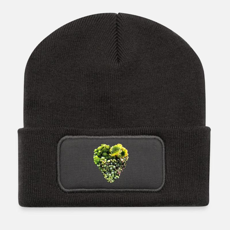 Hauswurz Herz - Sempervivum - Dachwurz  - Recycelte Patch Beanie - Dunkelgrau