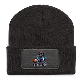 Basketball T-Rex Dinosaur Gift - Recycled Patch Beanie - dark grey - Front
