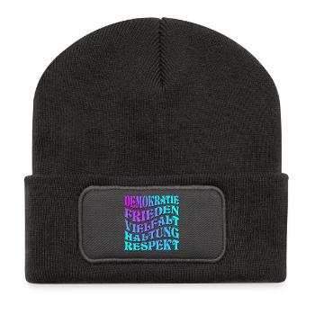 POLITIK HALTUNG - DEMOKRATIE WÄHLEN GEHEN - Recycelte Patch Beanie - Dunkelgrau - Vorne