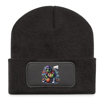 Graffiti de lunettes de soleil tortue de basket-ball - Beanie recyclé à patch - charbon - Devant