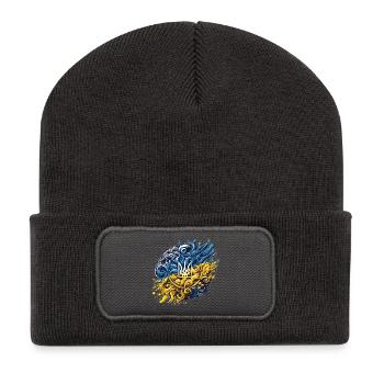 Ukraine Ukrainian flag coat of arms freedom - Recycled Patch Beanie - dark grey - Front