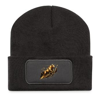 Taureau Bull Stocks Or Doré Wall Street Cadeau - Beanie recyclé à patch - charbon - Devant