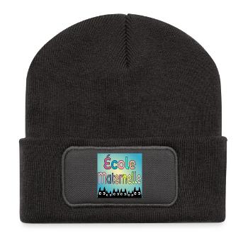 École Maternelle CHATS - Beanie recyclé à patch - charbon - Devant