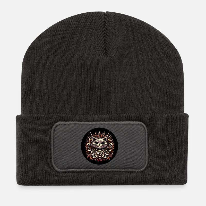Evil cat - Recycled Patch Beanie - dark grey