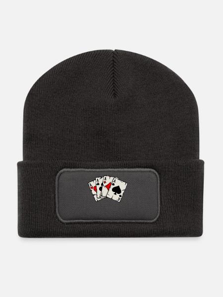 Zocken Casino Poker Kartenspiel Glücksspiel Pokern - Recycelte Patch Beanie - Dunkelgrau