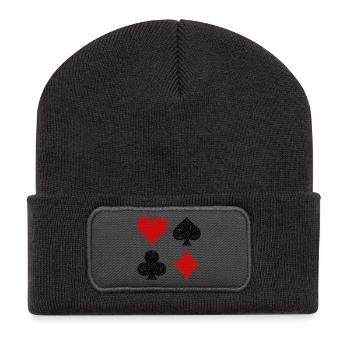 Casino Poker Jeu de cartes Jeux de hasard Poker - Beanie recyclé à patch - charbon - Devant