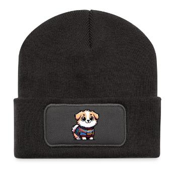 Snug Pup: The Sweater-Wearing Canine - Recycled Patch Beanie - dark grey - Front