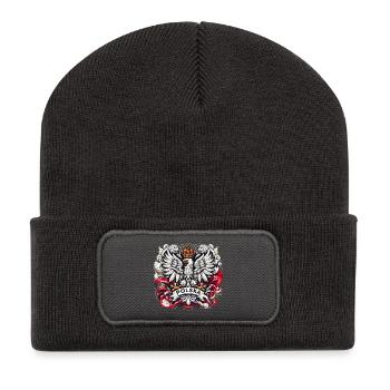 Polen Polska polnisch Wappen Adler Flagge Geschenk - Recycelte Patch Beanie - Dunkelgrau - Vorne