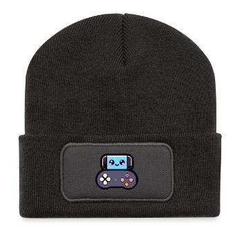 Game Buddy: Das fröhliche Joypad - Recycelte Patch Beanie - Dunkelgrau - Vorne