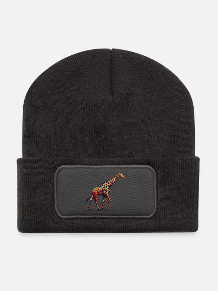 Giraffe - Recycelte Patch Beanie - Dunkelgrau