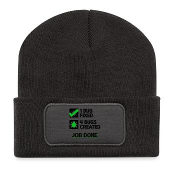 Programmierer Developer Bugfixing Bugs Skripting - Recycelte Patch Beanie - Dunkelgrau - Vorne
