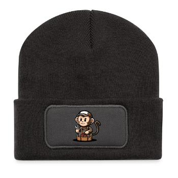 Praktischer Affen-Mechaniker - Recycelte Patch Beanie - Dunkelgrau - Vorne
