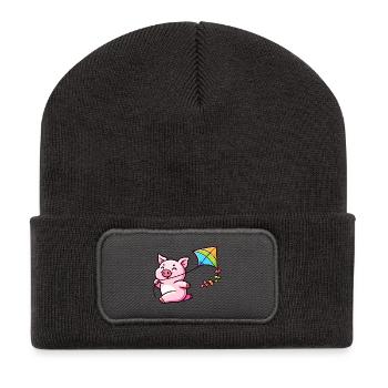Das Drachenabenteuer des luftigen Ferkels - Recycelte Patch Beanie - Dunkelgrau - Vorne