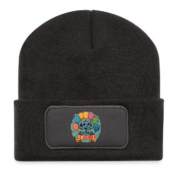 3 Jahre Geburtstag Kleiner Roboter mit Luftballons - Recycelte Patch Beanie - Dunkelgrau - Vorne