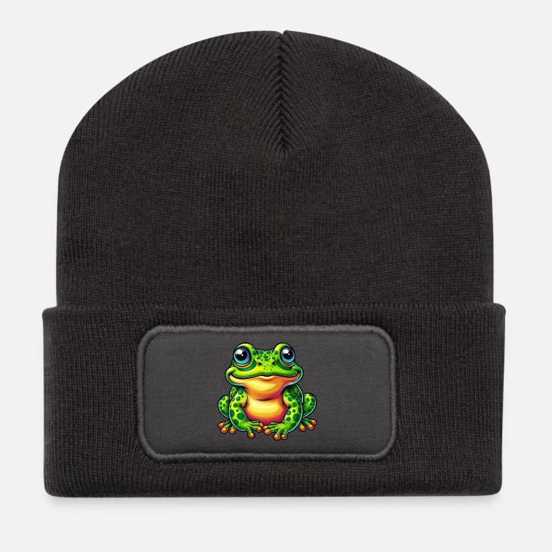 Frosch - Recycelte Patch Beanie - Dunkelgrau