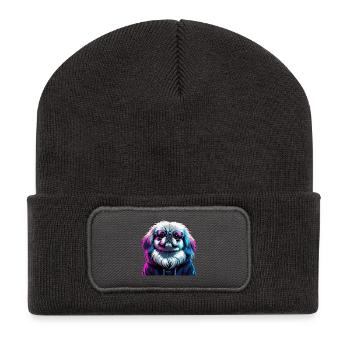 Pékin Gangster Violet Cyber Lion Chien Chien Gesch - Beanie recyclé à patch - charbon - Devant