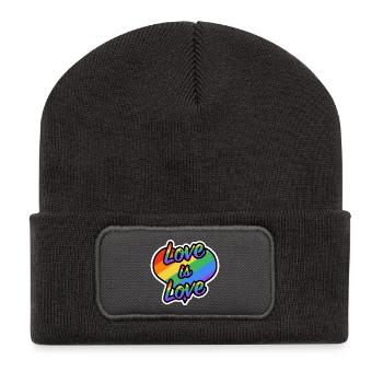 Love is Love Rainbow Heart - Recycled Patch Beanie - dark grey - Front