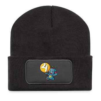 Finally 4 Years Four Fourth Birthday Robot - Recycled Patch Beanie - dark grey - Front